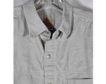 1990's Marlboro Gear Men's Button Down Shirt Long Sleeve Cotton Khaki Medium