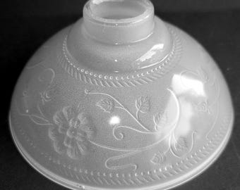 Vintage Frosted Glass Floral Embossed Lamp Shade Replacement Globe 7.25 Inch