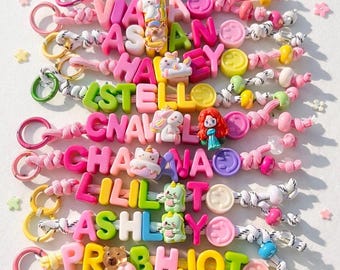 Handmade letter keychain  | Customized Initial Keychain  |Alphabet Keychain |  Personalized Bag Charm | Kids Party Favor Gift