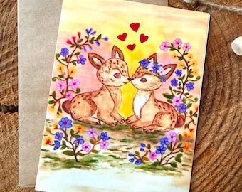 Valentine’s Card - Handpainted| Vintage Inspired Card, Watercolor Love Card, Engagement, Wedding, Valentine Card, Valentine Craft
