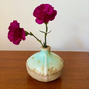 Pottery Teal Flower Vase, Pottery Vase, Pottery Gifts, Teal Ombré Vase, Handmade Pottery Vase, Vintage Pottery Vase, Flower Vase, Turquoise