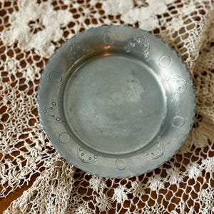 Vintage Real Pewter Bowl Tray, Real Pewter by Jyde Kunst, Real Pewter Silver Trinket Bowl, Mini Plate, Silver Mini Tray, Antique, Denmark