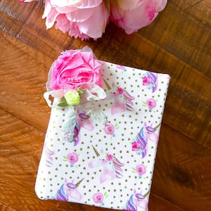 Unicorn Photo Album, Unicorn Girl Album, Baby Photo Book, Handmade Album, Shabby Chic, Unicorn and Roses, Baby Album, Fabric Album, Photo