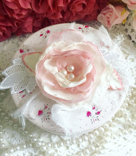 Items similar to Shabby Chic Wedding Box, Blush Box, Handmade Flower