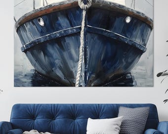 Wooden Boat Canvas Print: Rustic Nautical Wall Art, Housewarming gift