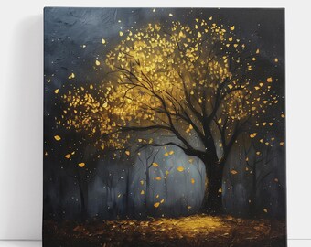 Enchanted Tree Wall Art Magical Glow Firefly Landscape Mystical Nature Canvas Print