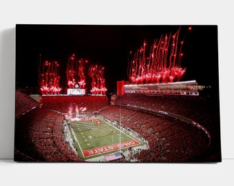 Lienzo del estadio de los Ohio State Buckeyes, impresión de fútbol americano