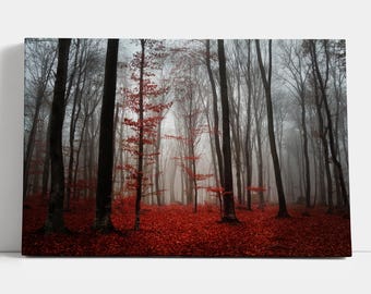 Impresiones artísticas en lienzo de niebla otoñal en el bosque