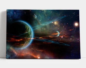 Cosmic Galaxy Wall Art: Planet and Space Canvas Print, Home Decor