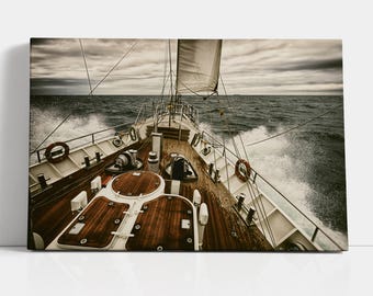 Sailboat Scene Canvas Wall Art Coastal Nautical Print Rustic Marina Artwork Beach House Decor