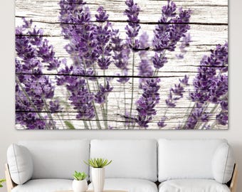 Lavender on wood Canvas Print Purple wall art Bedroom artwork Cottagecore decor