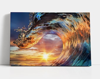 Ocean Wave Canvas Print, Coastal Beach House Decor