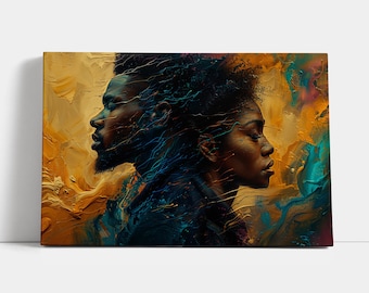 Black Couple Canvas Print: African American Art, Large Wall Art