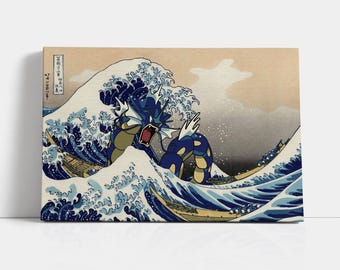 Wave Off Kanagawa, Japanese Canvas Art, Gift For Kids, Gamer room decor