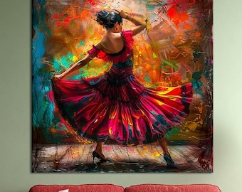 Flamenco Wall Art Passionate Spanish Dance Print Canvas Colorful Woman Decor