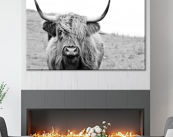 Highland Cow canvas wall art Farmhouse Decor Country Print
