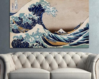 Hokusai Kanagawa Wave Canvas Print, Japanese Wall Art