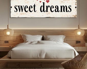 Sweet Dreams Canvas Print Bedroom Wall Art Farmhouse Decor