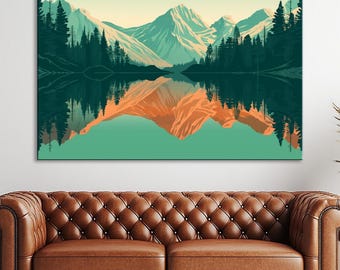 Mountain Lake Wall Art National Park Canvas Print Hiking gifts