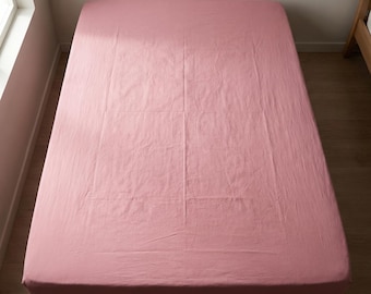 Poederroze Ranforce hoeslaken | 100% katoen, 35 cm diepe hoes - Handgemaakt beddengoed | Eenpersoons tot California King