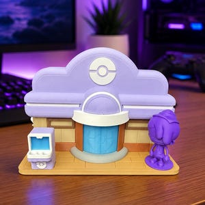 Pokopia Pokemon Center - Glow in the Dark Door and PC Screen for Switch 2 Dock Lilac + Glow + Ditto