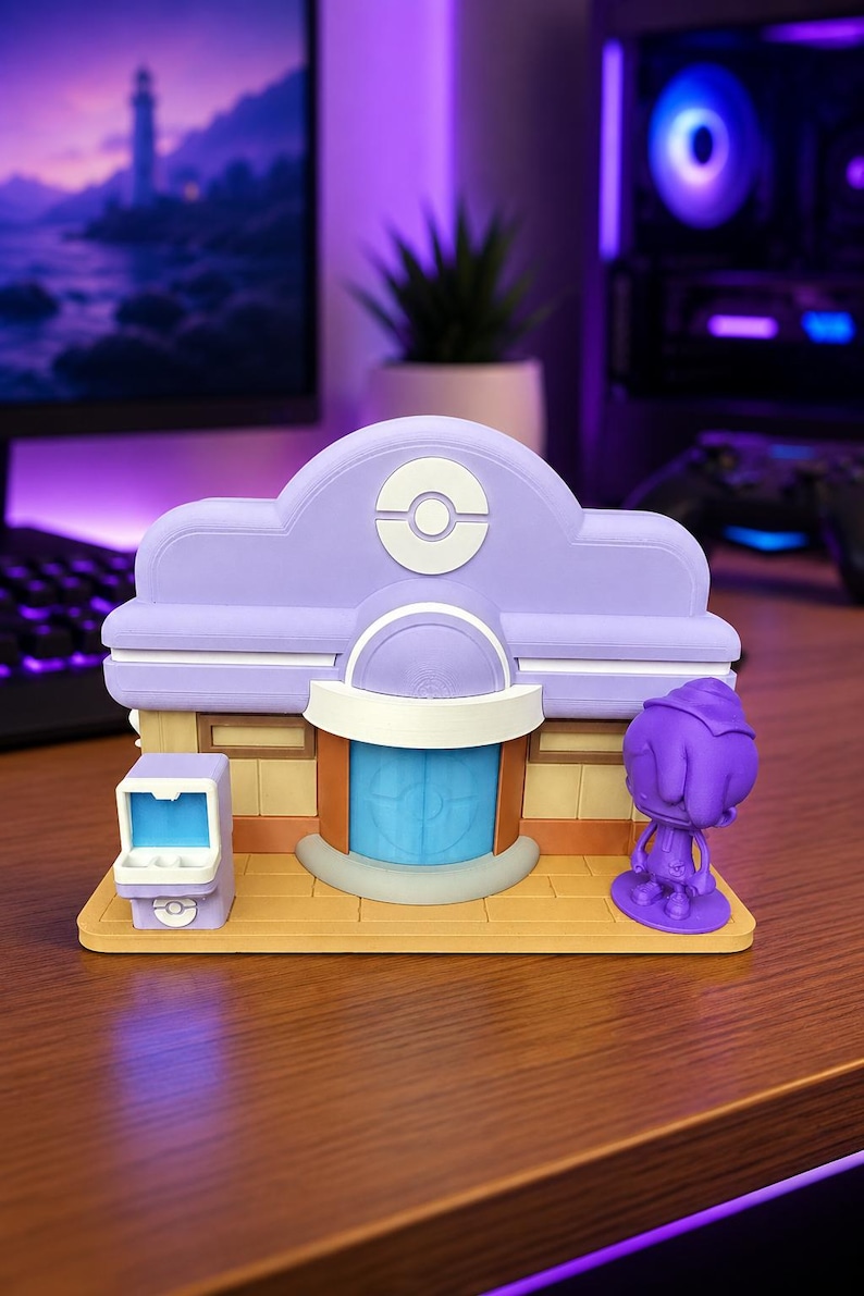 Pokopia Pokemon Center - Glow in the Dark Door and PC Screen for Switch 2 Dock Lilac + Glow + Ditto