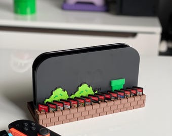 Mario themed Switch 2 Dock Stand with Game Storage | 3D Printed Brick Dock