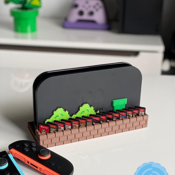 Mario themed Switch 2 Dock Stand with Game Storage | 3D Printed Brick Dock
