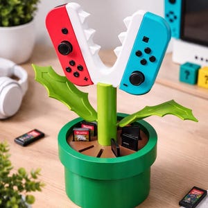 Piranha Plant Nintendo Switch Joy Cons Controller Holder & Game Storage | 3D Printed Controller Stand