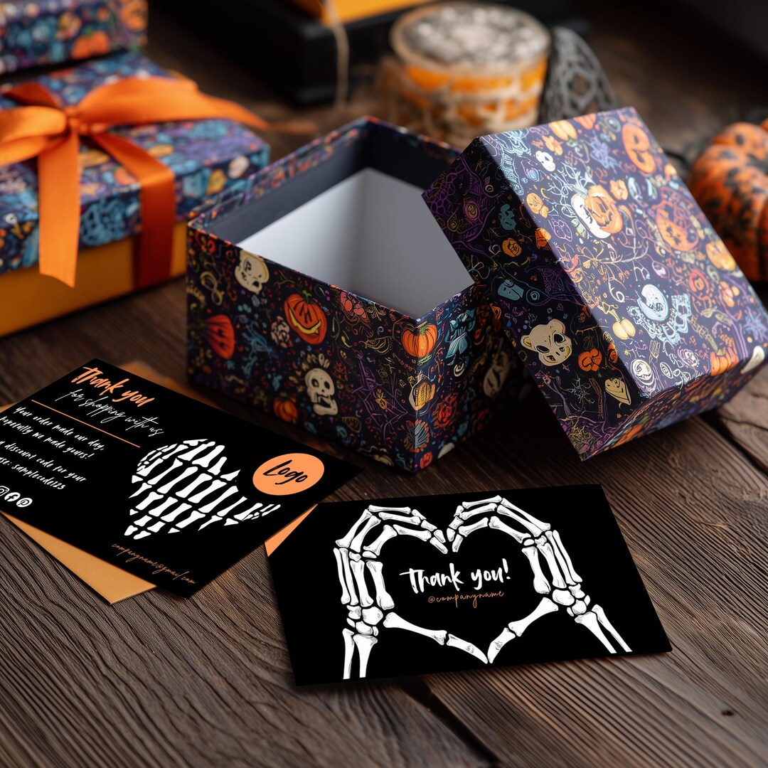 Halloween Business Thank You Card Template: Editable Package Insert ...