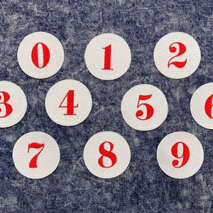 Red and White Number Patch