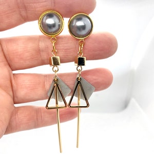 Bouchons d&#39;oreilles pendants 2 g, perles grises, géométriques en or, boucles d&#39;oreilles 6 g 4 g 7/16 po. 000 g 00 g 11 mm 10 mm 8 mm 6 mm 5 mm 4 mm, calibres Hider