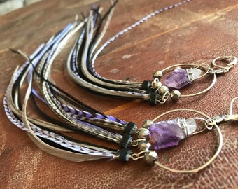 Tai CZ Feather Hoop Earrings PE-7327