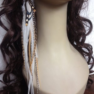 XL Long Single Feather Earring 11-12 inch Snow White Ginger Cree Grizzly Feather Extension Effect Dangle Earring Single image 2