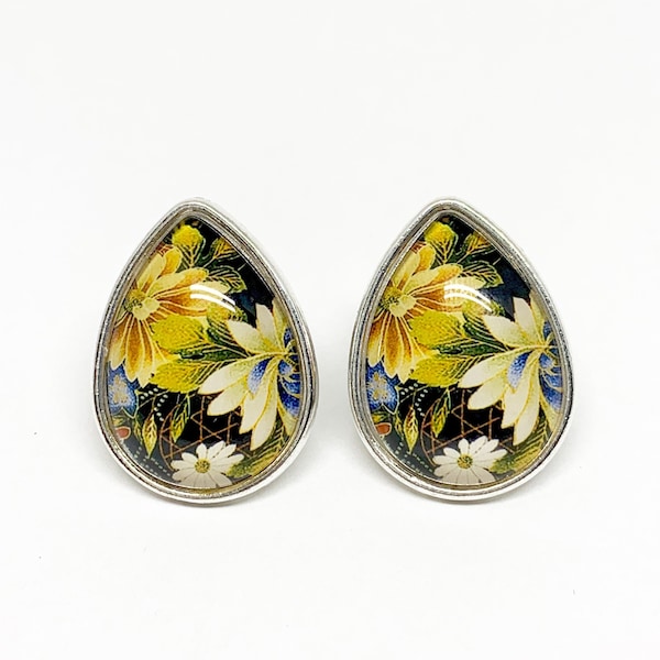 000g 00g Teardrop Plugs 0g 2g 4g Floral Photo Plugs 1/2” 12mm 7/16” 11mm Pretty Flower Tear Drop Ear Gauges Wood/Steel/Acrylic 9/16” 5/8”