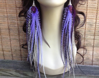 Long Purple Feather Earrings - Purple Rain - Full Feather Earings Statement Feather Jewelry