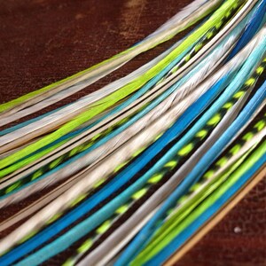 Long Hair Accessories Feather Hair Extension Bright Hair Feather Extension Bundle Turquoise Green Ghost Grizzly Blue kit beads and threader image 4