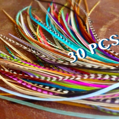 Long Festival Hair Feathers Variety Feather Extensions 30 Etsy