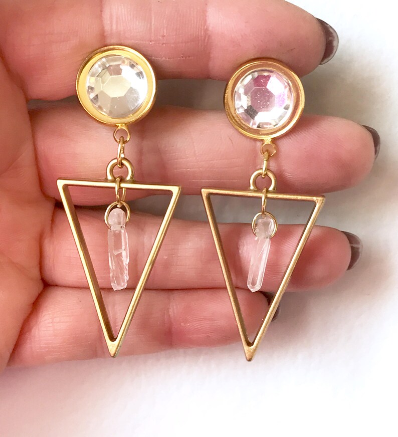 Quartz Crystal Dangle Plugs Yellow Gold Ear Plugs 6g 4g 2g 1g Etsy