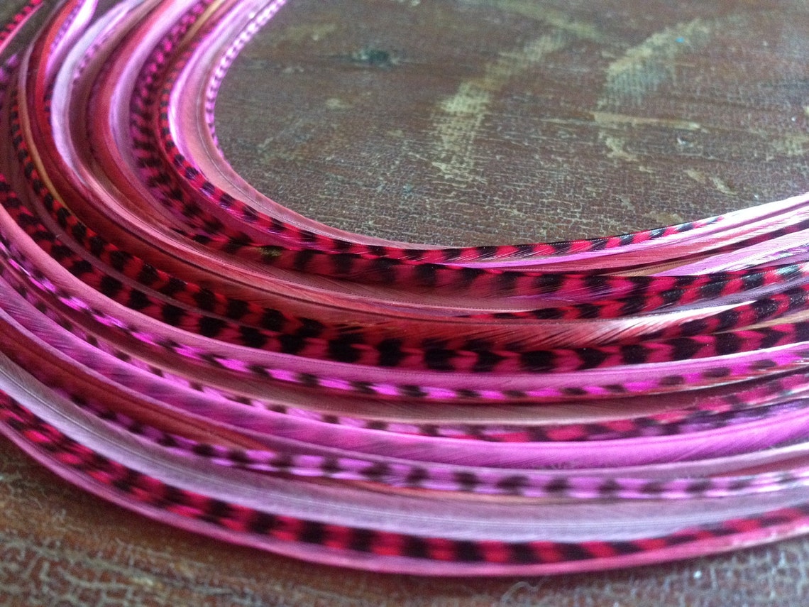 Long Valentines Pink Feather Hair Extensions 5 Long Hair Etsy