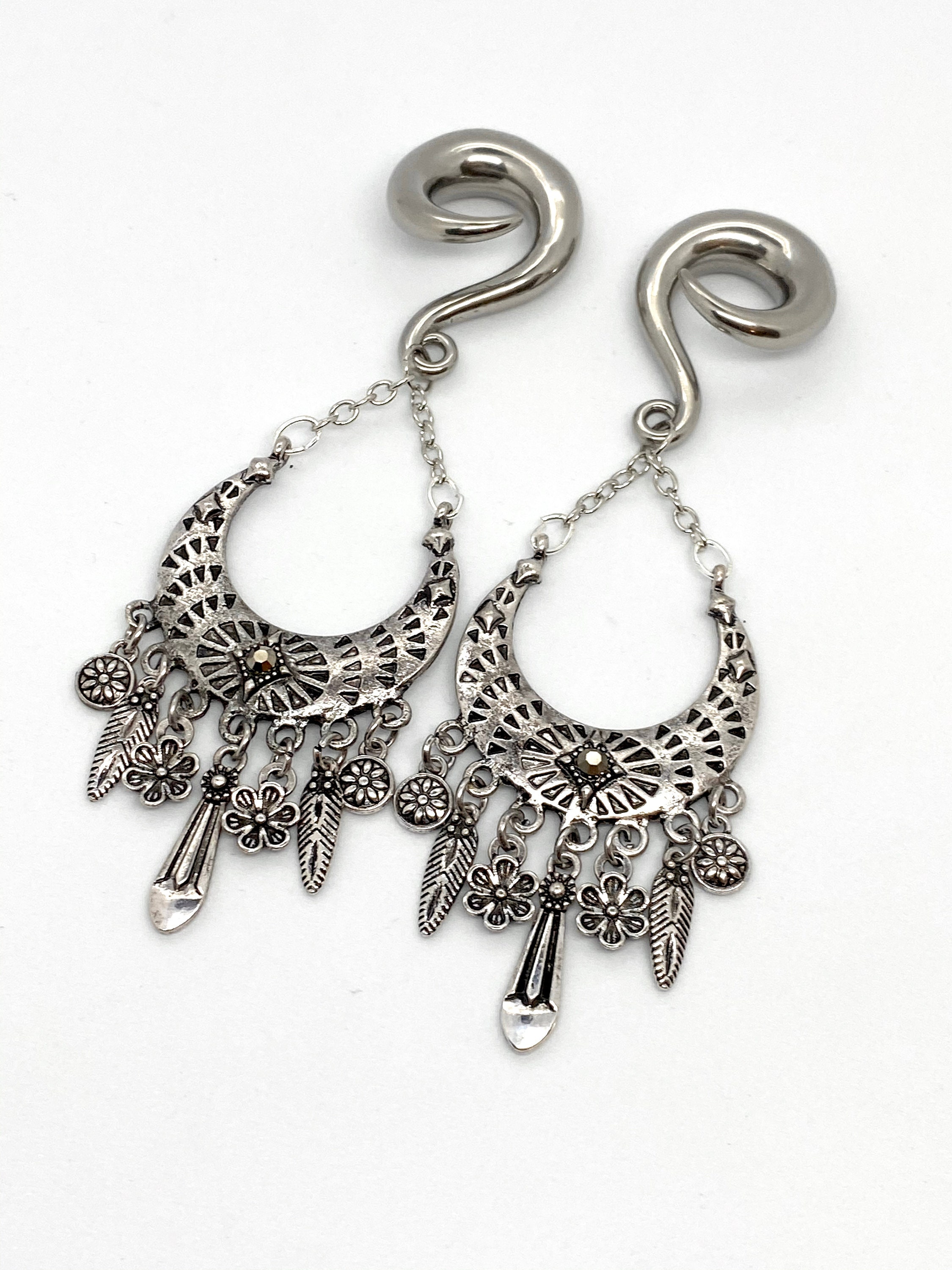 5 Filigree Earring Connectors Double Sided Flower Charms for Jewelry Making  