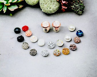 ハイダープラグイヤリング DIY ダングル耳栓 6g 8g 12g 16g 10g 14g フェイクドゥルージーとパールスクリューバックゲージ