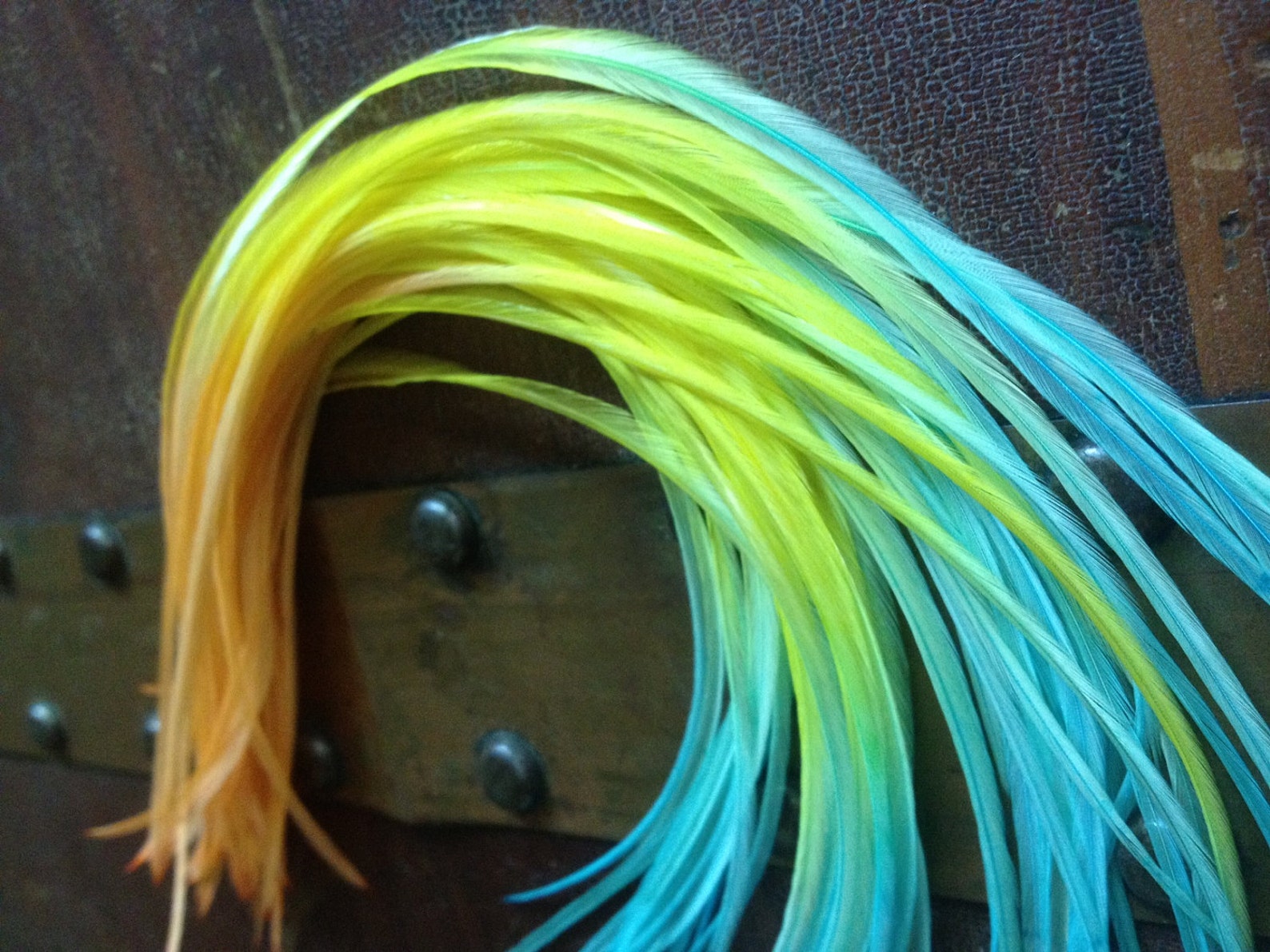 Real Feather Hair Extensions 3pcs Tie Dyed Long Feather Etsy