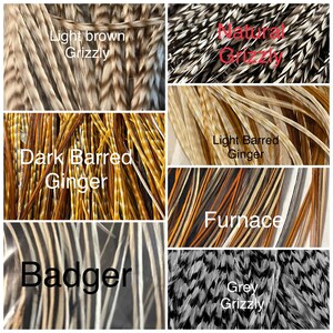 You Pick 2 Feather Hair Extensions, Grizzly Colorful XL Long Hair Feathers Custom Rooster Feather Extensions image 3