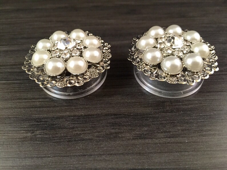 Bridal 1 inch Plugs 25mm Rhinestone and Pearl Wedding Gauges Etsy