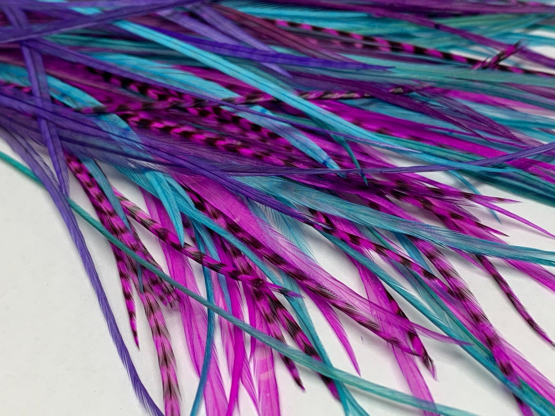 Long Feather Hair Extension Plumes Bonded or Loose Hair Feathers Purple