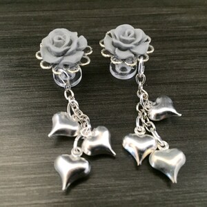8mm 0g Bridal Dangle Plugs 5mm 4g Heart Gauges 1g 00g 6g Gauged Earrings Choose Color, 6mm 2g Ear Plugs Dangly Heart Jewelry Stud Earrings