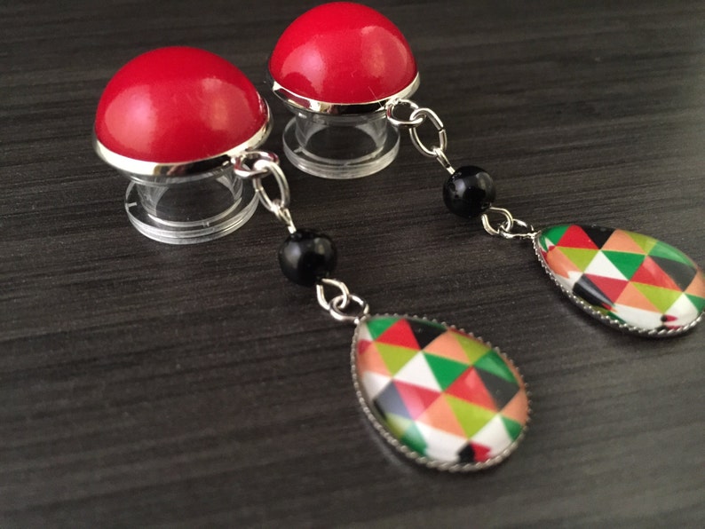 Red 00g Teardrop Ear Gauges 9/16 Plugs 1/2 Dangle Etsy