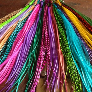 Custom Hair Accessories Removable Long Feather Hair Extension Clip - You Pick 6 Feathers Rave Weft Clip In Hair Feather Extension