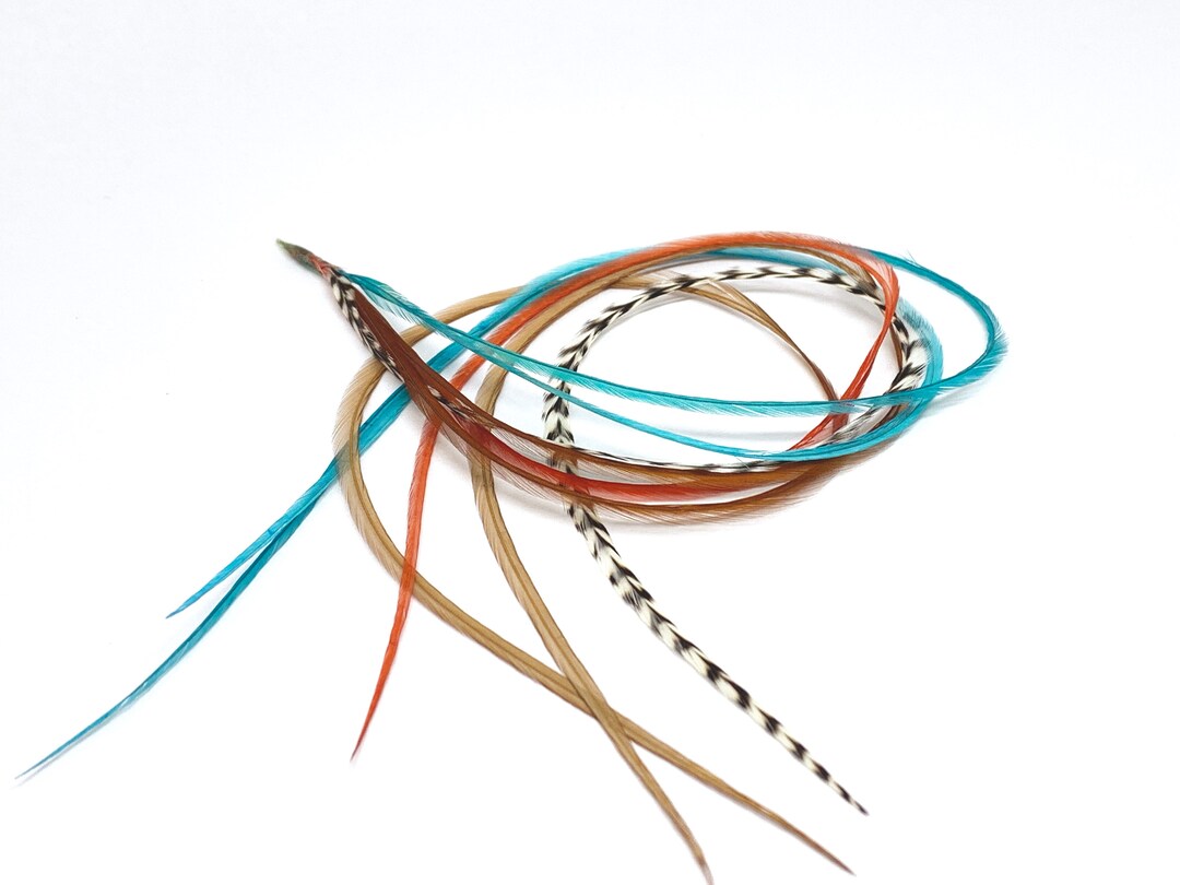Bonded Bundle Feather Hair Extension Long 6 Hair Feathers Turquoise